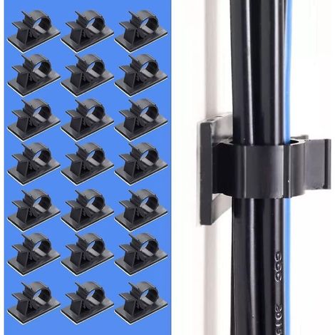 50Pcs Câbles Adhésifs Réglable Clips de Câble,Premium Adhésif 3M Fil Nylon Colliers de Serrage Câble,Attaches Câbles pour Organiseur Bureau,Ordinateur Cordon Électrique,Voiture et Maison(Noir) (1/5)