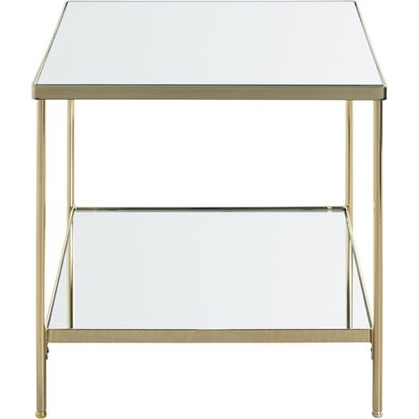 Table d'appoint en métal coloris doré et verre -longueur 45 x profondeur 45 x hauteur 46 cm (1/3)