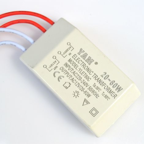 Transformateur d'alimentation pour éclairage halogène LED 20-60 W, 220 V CA vers 12 V CA (1/2)