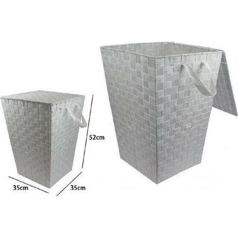 TrAdE Shop Traesio - Cesto Cestino Portatutto Portaoggetti Casa Coperchio 35x52cm 79102 Grigio Chiaro -
