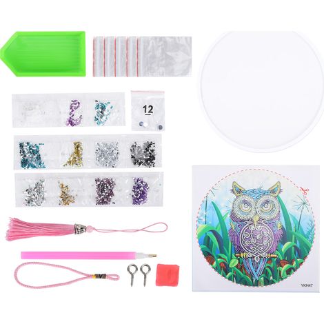 Décoration murale DIY en diamant, cadre rond spécial oiseaux, style chinois, motif d'oiseaux, suspension murale artisanale (YKH047) (1/5)