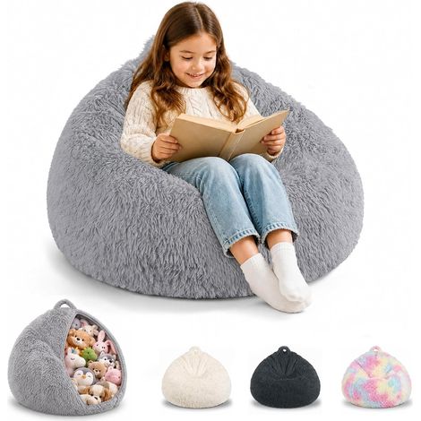Housse de Pouf en Fourrure Synthétique, 70 x 80 CM Tie-Dye, Housse Pouf Poire sans Rembourrage - avec Fermeture Éclair, pour Bureau, Chambre à Coucher, Terrasse, Salon (1/5)