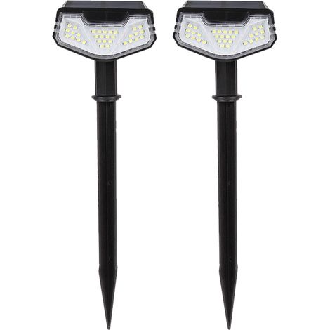 Ortviai Projecteur Solaire Extérieur 32 LED 100 lm, 6500 K, 3 Modes d'Éclairage, Étanche IP65, avec Pic pour Sol