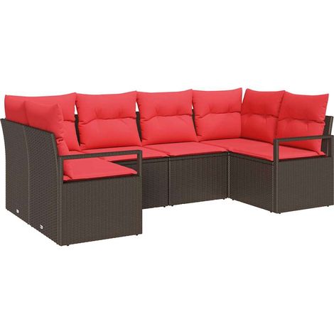 Set di divani con cuscino 6 pcs Marrone Rattan in Polipropilene vidaXL