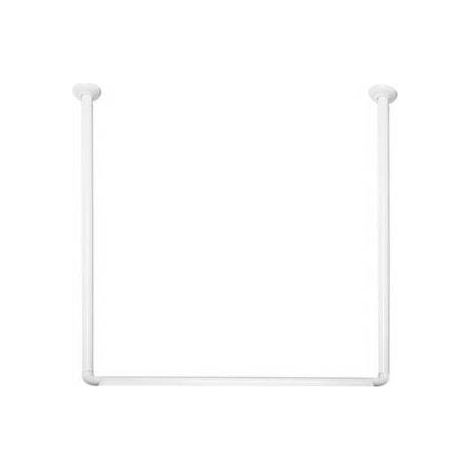 BASTONE PER TENDA DOCCIA DOCCIA 3 LATI IN ALLUMINIO BIANCO Misura: Bianco 80x80x80 cm