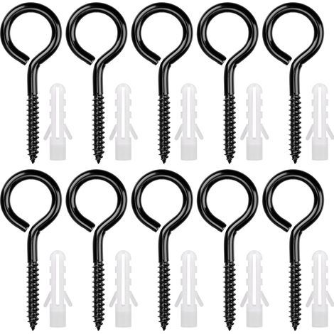 10 Pièces Œillets de Vis en Acier Inoxydable M6 x 80 mm, Lourde Vis à Œillet Crochet à Visser pour Hamacs, Auvents (1/4)