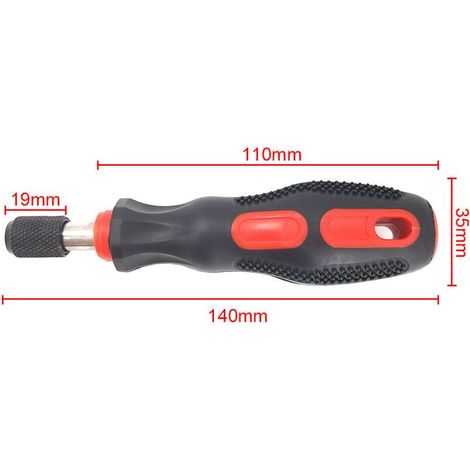 Porte-embouts magnétique 1/4" (6.35mm) - Manche court avec poignée confort TPR/PP - Pour tournevis et outils de précision (Rouge) (1/4)