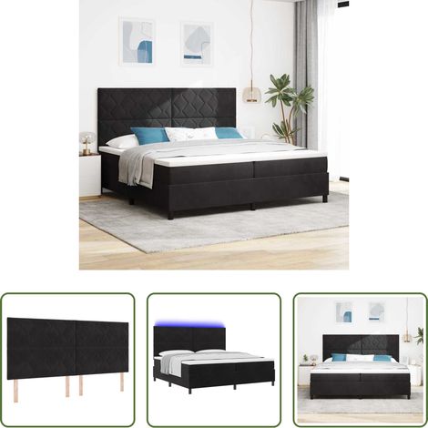 vidaXL Tête de lit réglable - Lit à ressort LED avec matelas Noir 200 x 200 cm tissu (1/5)