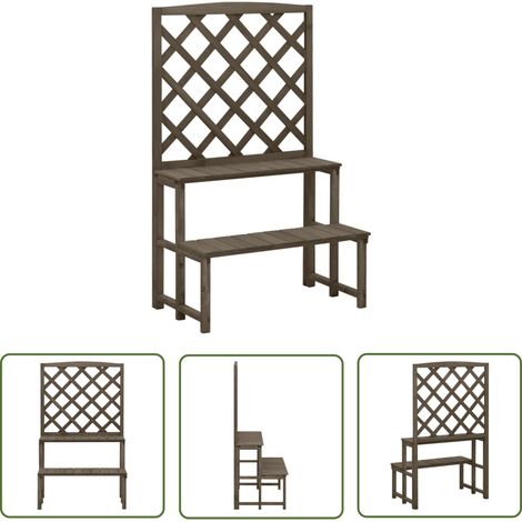 The Living Store Support de plantes et treillis Gris 70x42x115 cm Bois de sapin - Support De Plantes - Jardinerie - Rangement Exterieur - Jardin Vertical - Plante Grimpante (1/5)