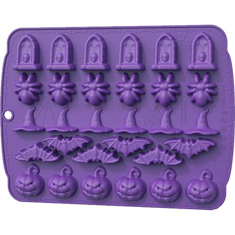 Moule Silicone Halloween - Forme Fantôme Citrouille - Pour Bonbons Savons Bougies Bombes De Bain - 12 Cavités (1/5)