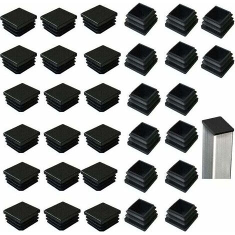 32 bouchons carrés en plastique noir (40 x 40 mm) pour produits métalliques, XU, Chaises, Canapés et tables (NPTERBL) -