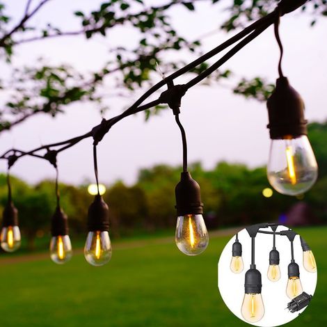 Guirlande lumineuse extérieure S14, ampoules LED E27, IP65 étanche, résistante aux intempéries, pour jardin et fêtes (1/5)