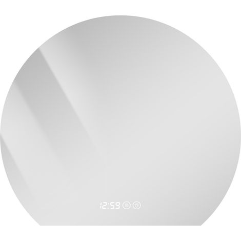 ELVMI Specchio Luminoso da Bagno Dimmerabile Antiappannamento con Orologio e Temperatura in Vetro Argentato 5 mm (1/5)