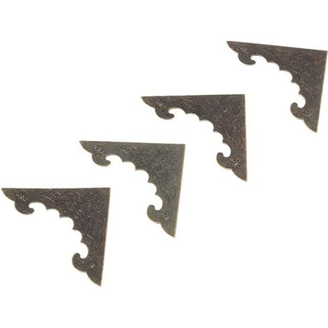Zoternen Lot de 12 protections d'angle en métal et bronze pour boîtes en bois Style antique Décoration pour bijoux Scrapbooking Coin Décor (S) (1/5)