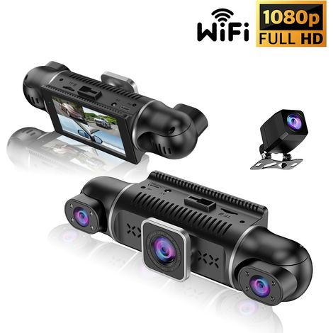 Caméra embarquée 360° avant et arrière, 4 canaux FHD 2K + 3 x 1080p, grand angle intérieur/arrière 170° + 2 x 150° + 170°, 8 LED infrarouges (1/4)