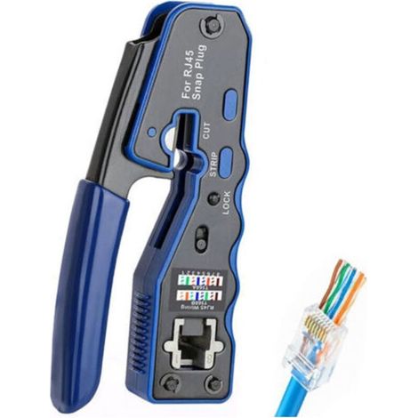 Pince à sertir cosse,Pince à sertir RJ45, Testeur de Réseau, Pince à dénuder, Installation Professionnelle de Réseau,Pince à Sertir Outil Sertissage RJ45 Pince Sertir Traverser Pour Réseau Ethernet RJ (1/4)