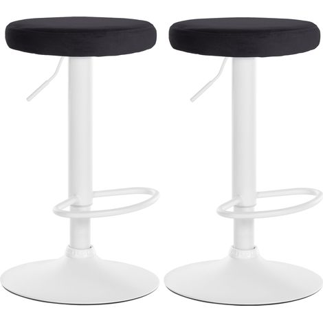 Set di 2 sgabelli da bar Ponte velvet nero Metallo bianco opaco