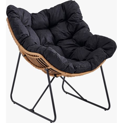 FINN Fauteuil de jardin noir pieds en métal noir (1/5)