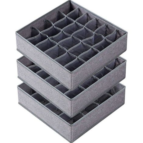 Organisateur de sous-vêtements pour chaussettes, 24 organiseurs de placard pliables en tissu cellulaire et boîtes de rangement pour (1/5)