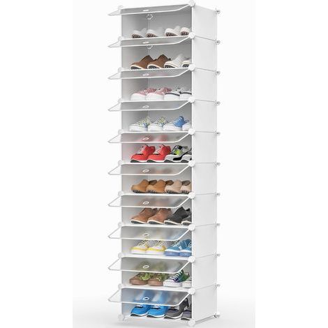 Schuhregal mit 10 Ebenen, Platz für 20 Paar Schuhe, PP-Platte, transparente Tür, Flur/Wohnzimmer (1/5)