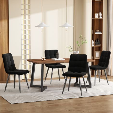 tavolo cucina 117x68 con 4 sedie velluto metallo noce OKMYHOME (1/4)