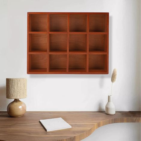 Multifunktionaler Tischorganizer aus Holz im Vintage-Stil – Set mit 12 Fächern aus Massivholz, 2 Haken und Wandregal (1/5)
