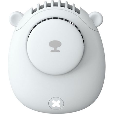 Tragbarer Nackenventilator zum Aufhängen, multifunktional, niedlich und leise, USB-wiederaufladbar, ohne Rotorblätter, für Zuhause, Reisen und Büro (weiß). (1/4)