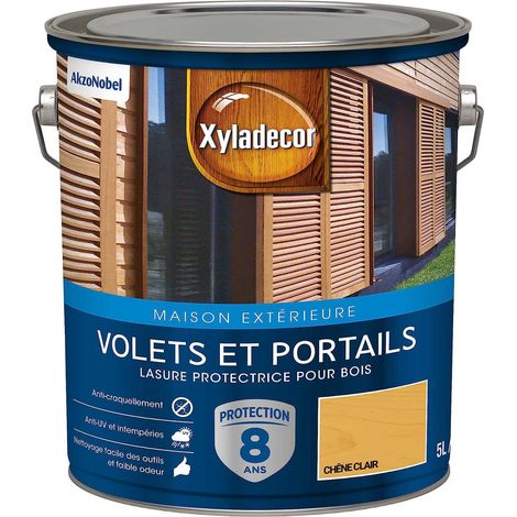 Lasure Protectrice pour Bois Extérieur Volets Portails Portes Fenêtres Couleur Satin Chêne Clair Quantité 5L 5324254 (1/5)