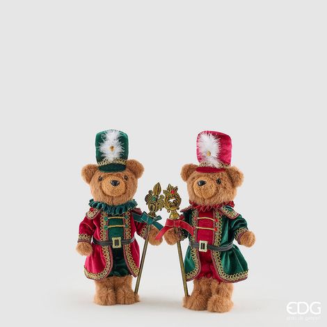 EDG Enzo De Gasperi Orso Soldatino Natalizio Assortito H40 cm Verde Rosso 1 Pezzo – Decorazione di Natale (1/4)