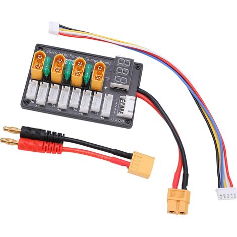 Lot de 2 Platine de Charge Parallèle XT60 3S/4S avec Câble Silicone et Connecteur XT60, Adaptateur de Parallélisation pour Batterie Drone RC (1/5)