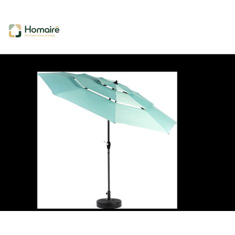 HOMAIRE Parasol Aluminium 3 Tiers inclinable automatique 10 pieds Vert Clair sans base