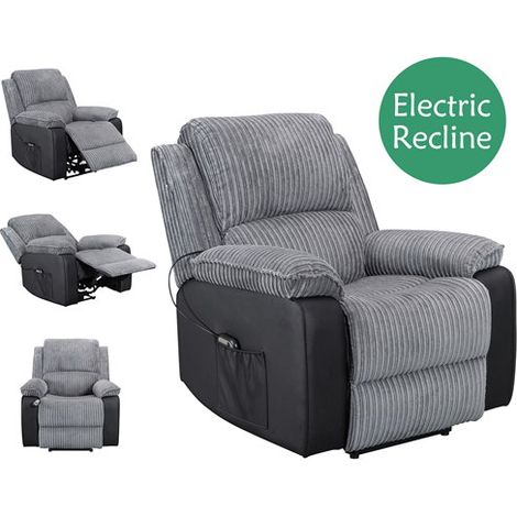 WestWood Electric Recliner Single Sofa Reclining Armchair Fabric Leather With Foot Rest WW-RS-06 Grey (1/5)
