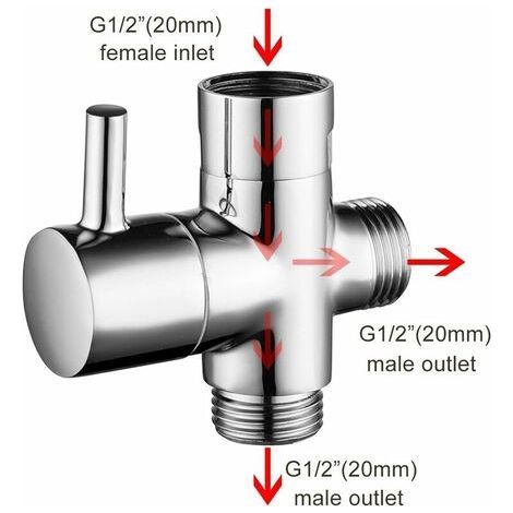 3 Voies Soupape,Douchette Composants de Douche Raccord Universels
