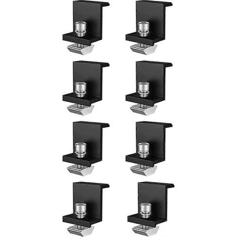Lot de 8 colliers de serrage pour modules solaires, colliers d'extrémité en aluminium pour modules photovoltaïques, fixations solaires pour toitures, murs et bateaux (1/5)