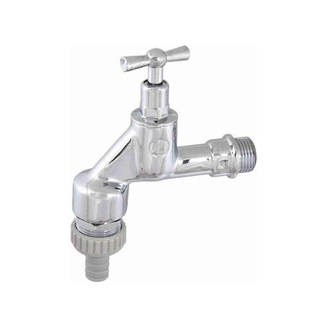 Robinet de vidange JS avec RB+SV, sans manche de vanne RV, partie supérieure à bouton, 1/2", poli chromé (1/3)