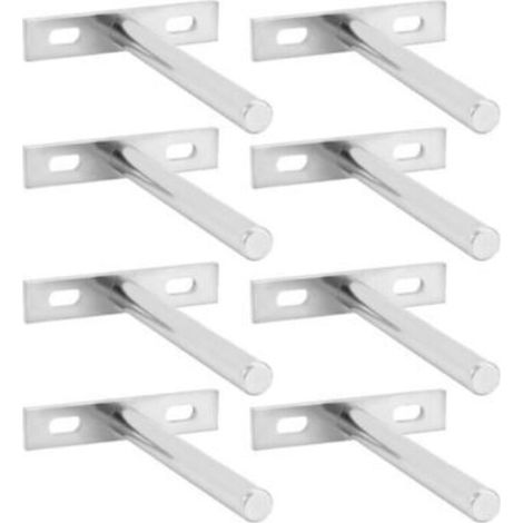 Supports invisibles pour étagères murales, fer nickelé, charge 20 kg, 8 pièces, dimensions 117mm (1/5)