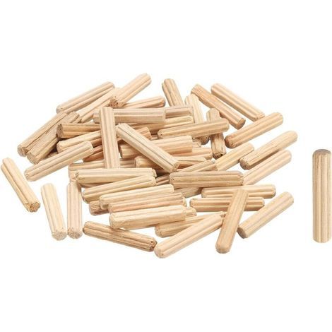 Lot de 100 chevilles droites cannelées en bois - 4 mm x 20 mm - Pour travaux manuels, meubles, bricolage (1/5)