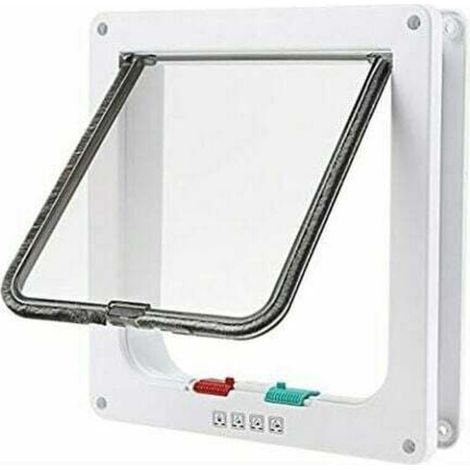 Grande porte blanche avec serrure à 4 positions pour chiens ou chats, facile à installer (23 cm x 25 cm x 5,5 cm) (1/4)