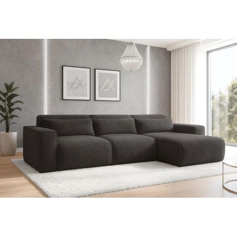 AX LIVING Wohnlandschaft mit Schlaffunktion Ruyam Grau Sofa 310 cm R