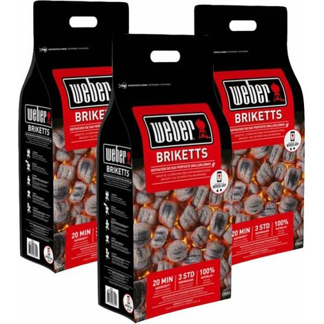 Carbonella per Barbecue WEBER BBQ in Bricchetti di carbone di legna Sacco 4 kg. - n. 3 sacchi