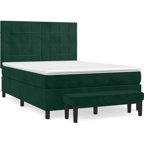 Maison Exclusive - Giroletto a Molle con Materasso Verde Scuro 140x200 cm Velluto (1/5)