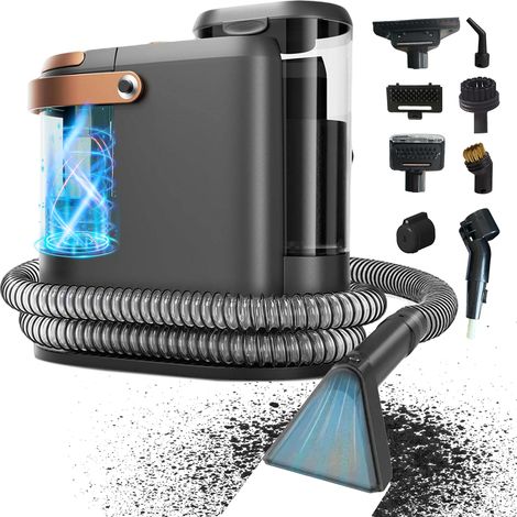 Shampouineuse canapé - Nettoyeur de tapis 1200W avec chauffage intégré – Vapeur 100°C – Eau chaude 60°C – Aspiration humide et sèche –Double réservoir 1,6 L / 0,95 L – Câble 4 m – Protection IPX4