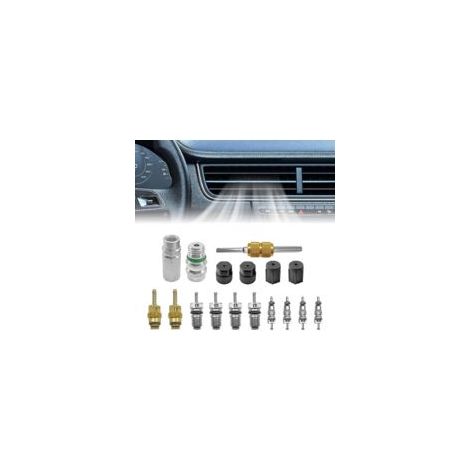 Kit de noyau de valve de climatisation pour R12 ou R134a  Joint en Téflon pour vanne de service de climatisation et de réfrigération, kit de bouchon de port de charge de climatisation