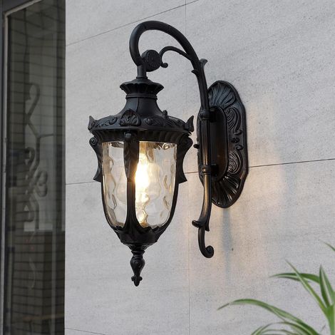 Outdoor Vintage Wall Light Garden Lantern Black Waterproof Aluminum Glass Outdoor Lamp E27 for Door Home Villa Balcony Garage Hallway Patio (1/5)