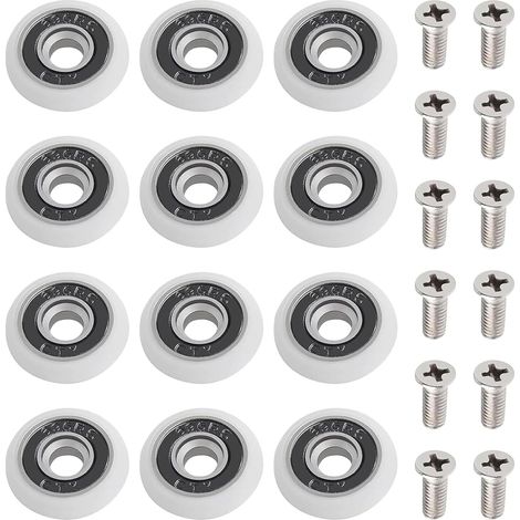 12 Pièces Roulette Porte, Diamètre 23mm, Plastique Blanc, Vis Inox M5, Pour Porte De Douche Coulissante (1/5)