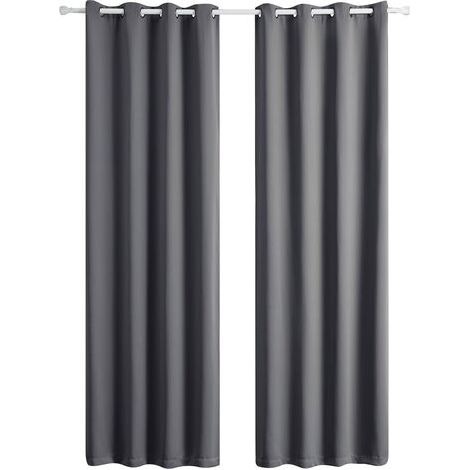 Set mit 2 Thermo-Verdunkelungsvorhängen – Grau – 140 x 260 cm