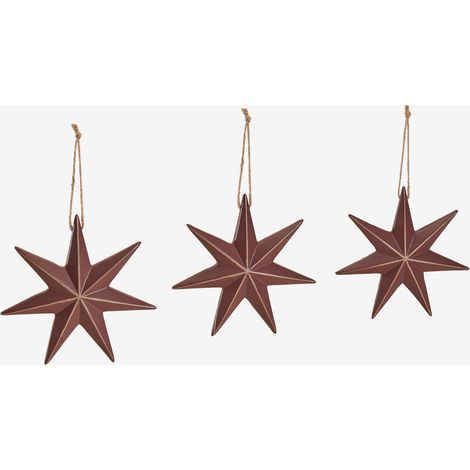 Lot de 3 décorations de Noël en MDF Perg SKLUM Rouge Bordeaux 15 x 15 cm