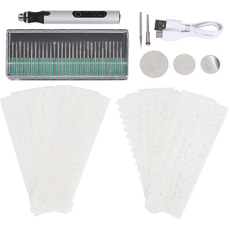 Stylo graveur électrique, kit d'outils de gravure, stylo micro-graveur, outil rotatif DIY pour la sculpture sur bois et métal. (1/4)