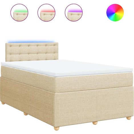 Lit double  Lit adulte  Sommier à lattes de lit avec matelas crème 120x190 cm tissu