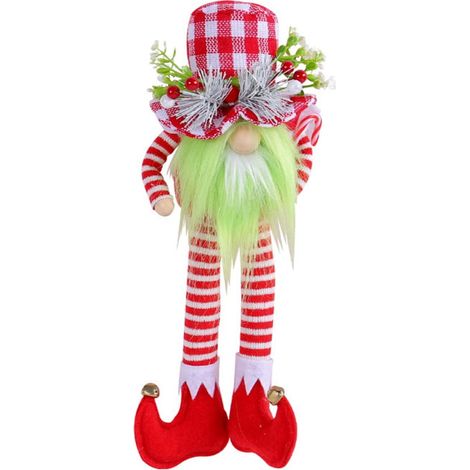 Gnome De Noël - Décoration En Peluche - Pour Intérieur Tableau Cheminée Arbre De Noël - Hauteur 33 Cm Largeur 12 Cm - Lot De 1 (1/5)